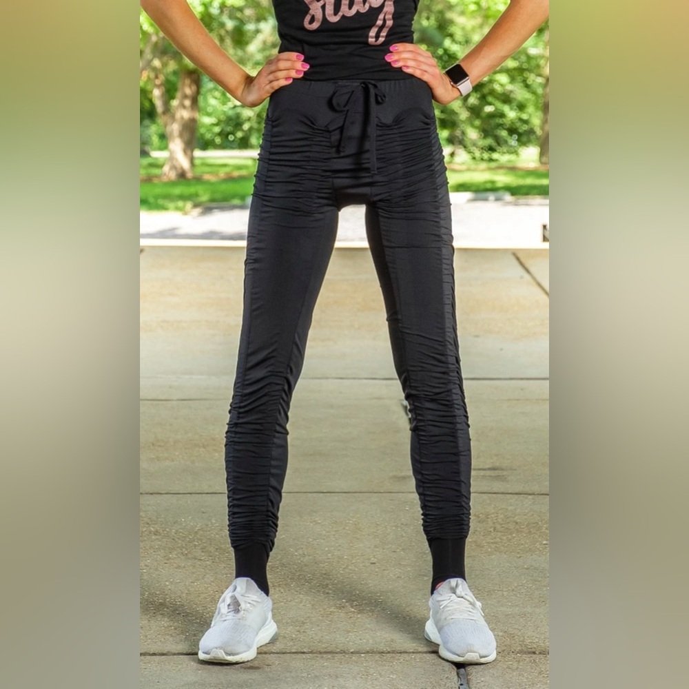 Black Ruched Jogger Pants